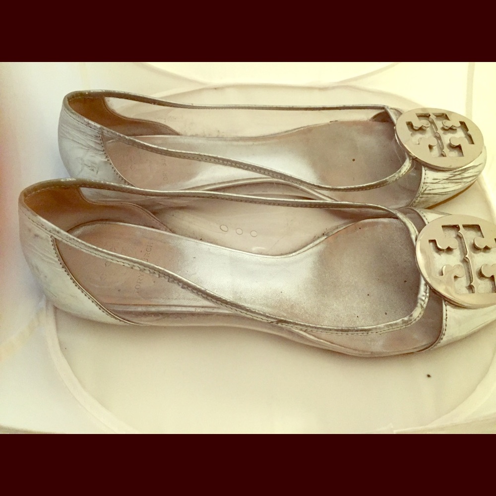Tory Burch silver flats